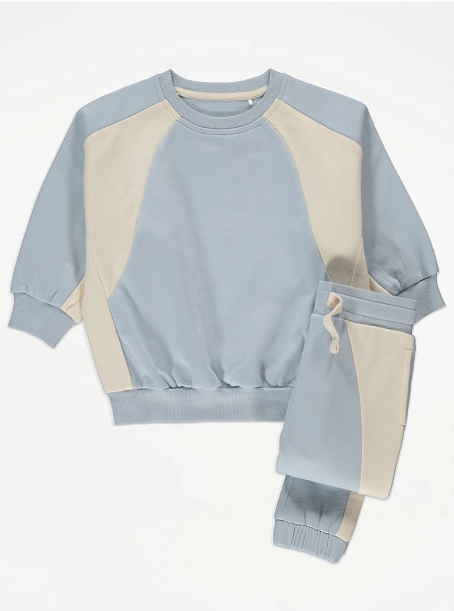 "George at Asda Boys Light Blue Colour Block Sweatshirt and Joggers Outfit Set Reviews"