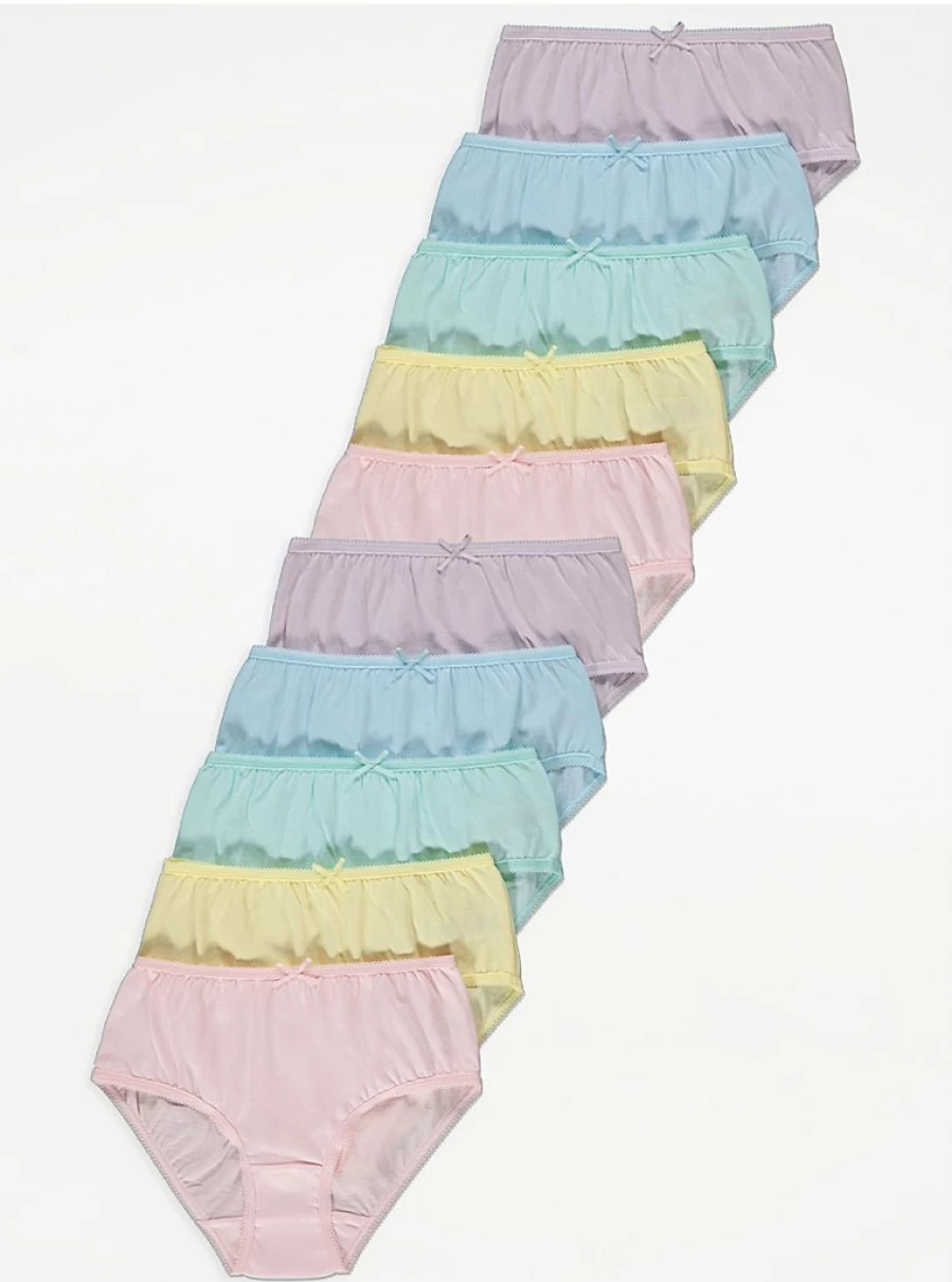 "George at Asda Kids Pastel Briefs 10-Pack | Soft Cotton Underwear for Children"