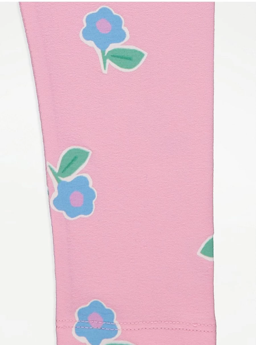 "George at Asda Kids' Bright Fun Floral Leggings 3-Pack | Colorful Printed Leggings for Girls"