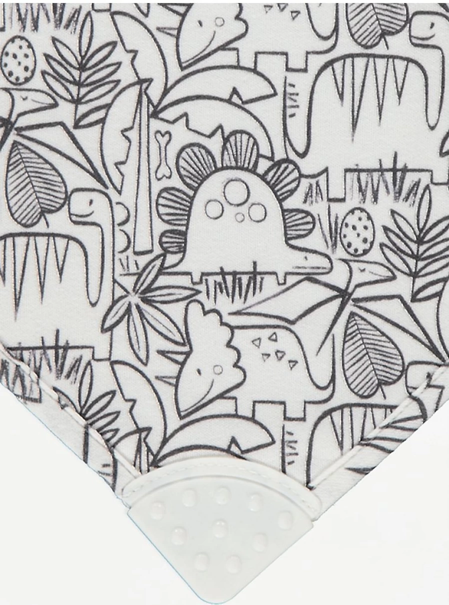 George at Asda Jungle Dinosaur Teething Bibs 3 Pack - Soft Baby Drool Bibs for Toddlers & Infants