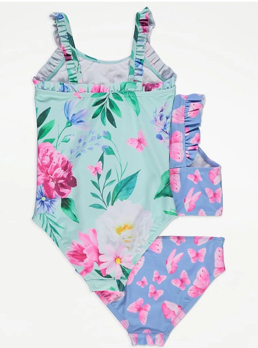"George at Asda Girls Floral Butterfly Ruffle Bikini and Swimsuit Set Review"