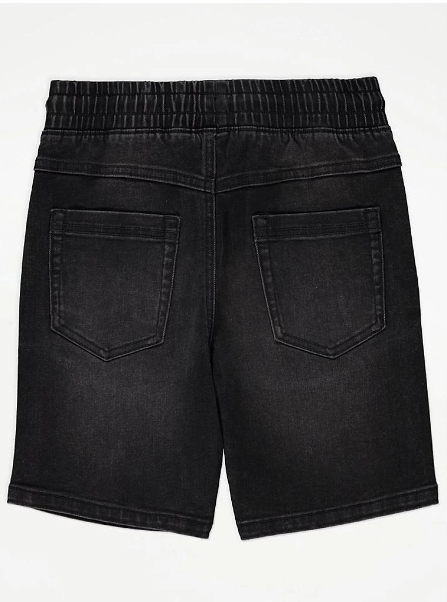 "George at Asda Boys' Black Distressed Pull-On Denim Shorts – Comfortable Kids' Jeans"