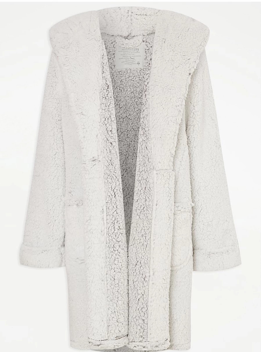 "George at Asda Grey Borg Hooded Cardigan - Soft Loungewear & Sleepwear Pyjama Review"