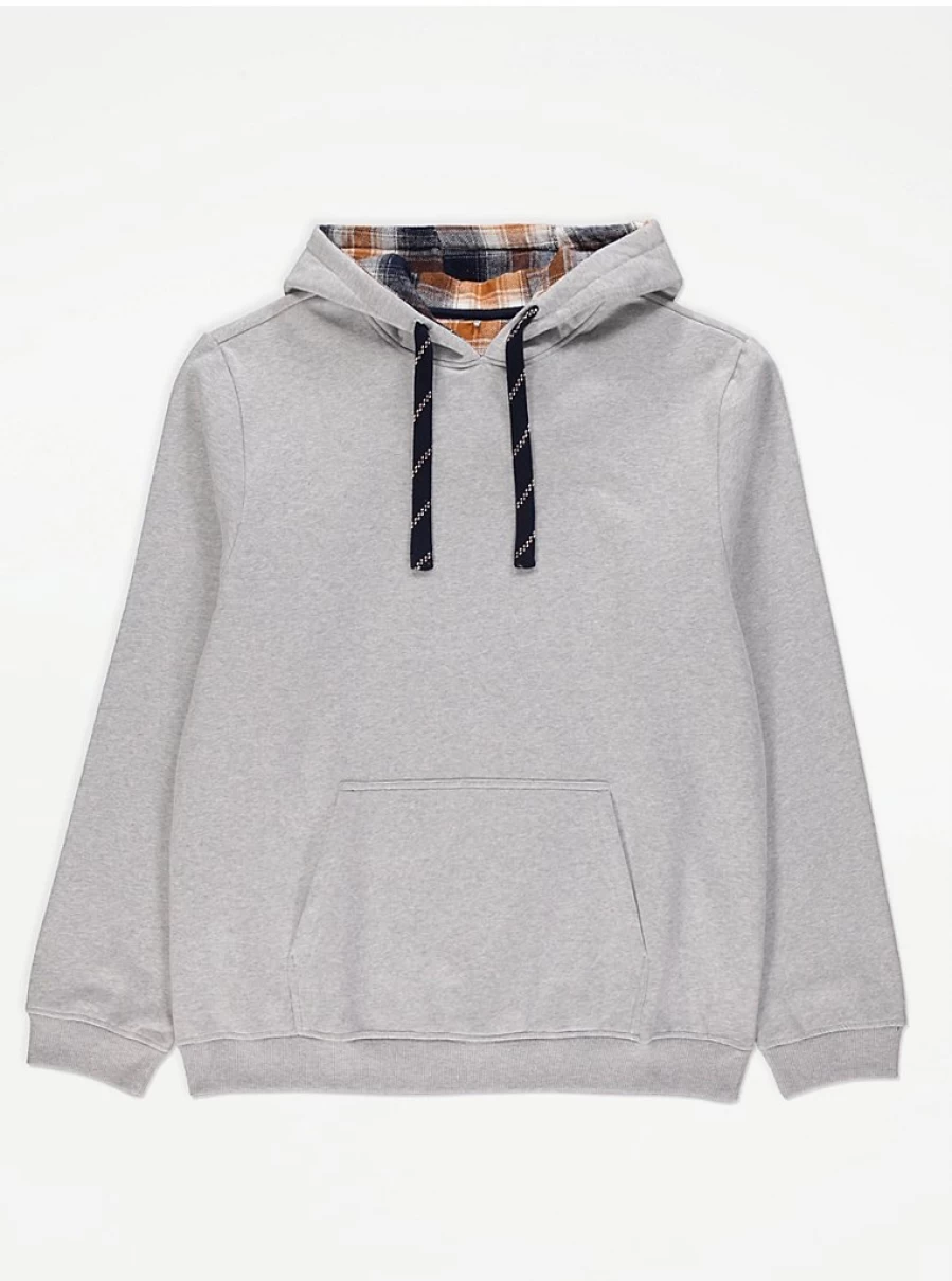 Men's Grey Check Lined Pyjama Hoodie | George at Asda | Comfortable Sleepwear