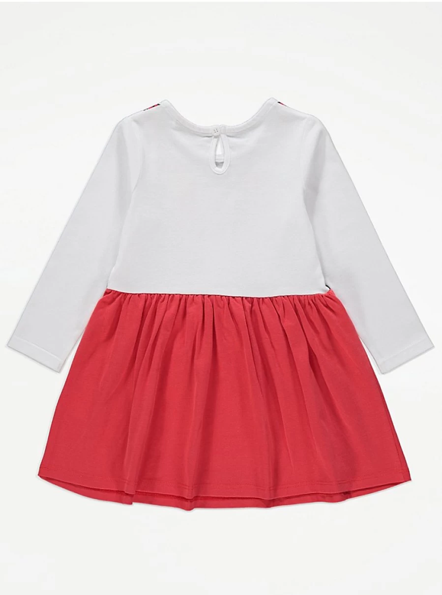 "George at Asda Girls' White Welsh Printed Jersey Dress – Comfortable & Stylish Kids' Dress"
