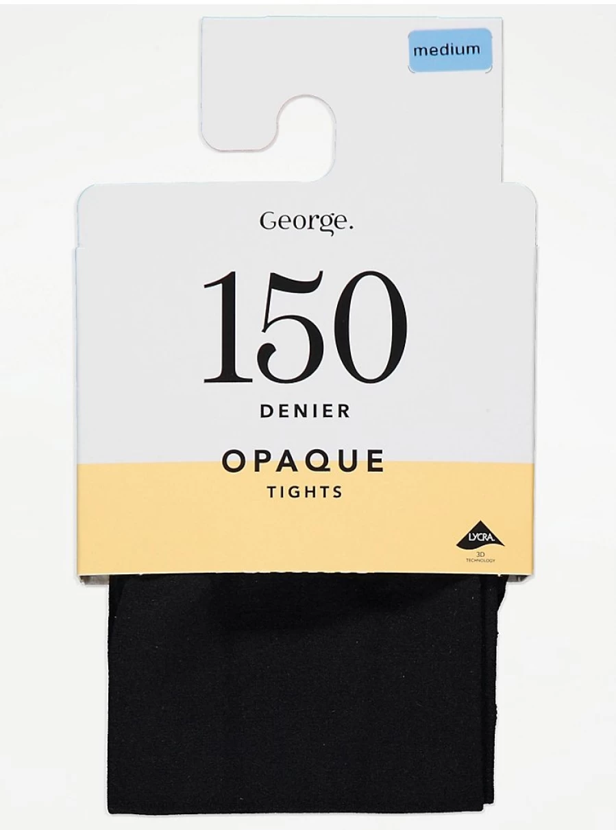 "George at Asda Black 150 Denier Opaque Tights for Women – Comfortable & Stylish Lingerie"