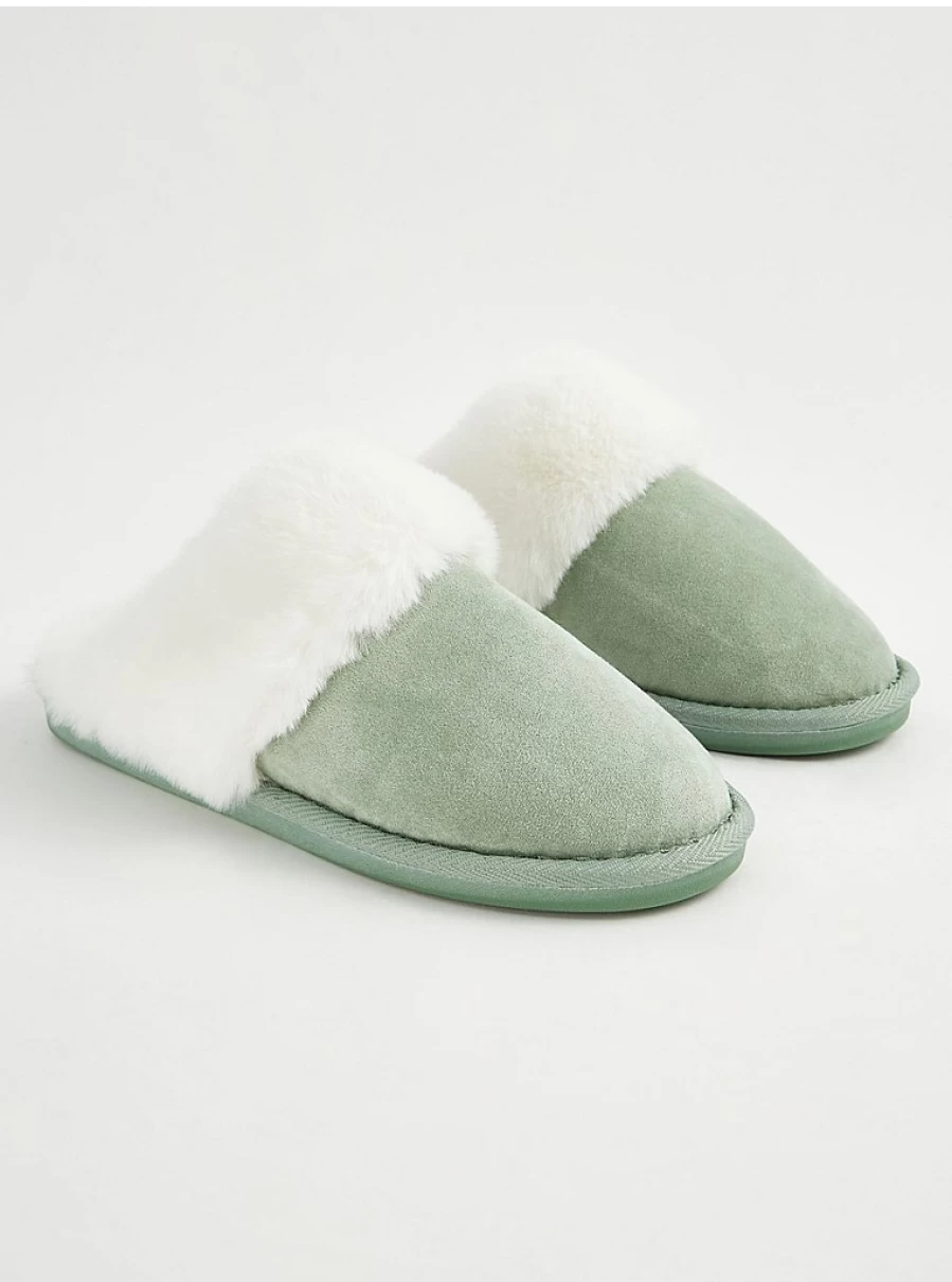 "George at Asda Green Suedette Mule Slippers – Comfortable Women's House Shoes Review"