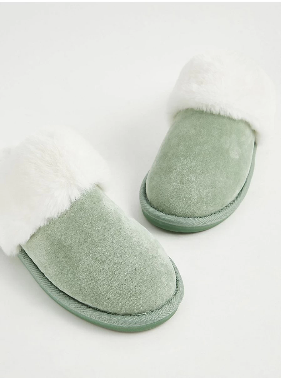 "George at Asda Green Suedette Mule Slippers – Comfortable Women's House Shoes Review"
