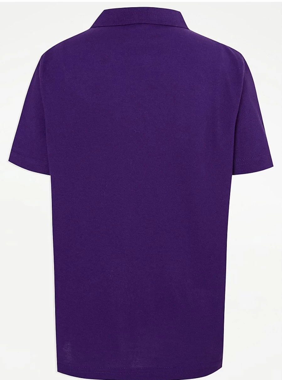 "George at Asda Purple Short Sleeve School Polo Shirts 2 Pack for Kids – Comfortable Uniform Essentials"