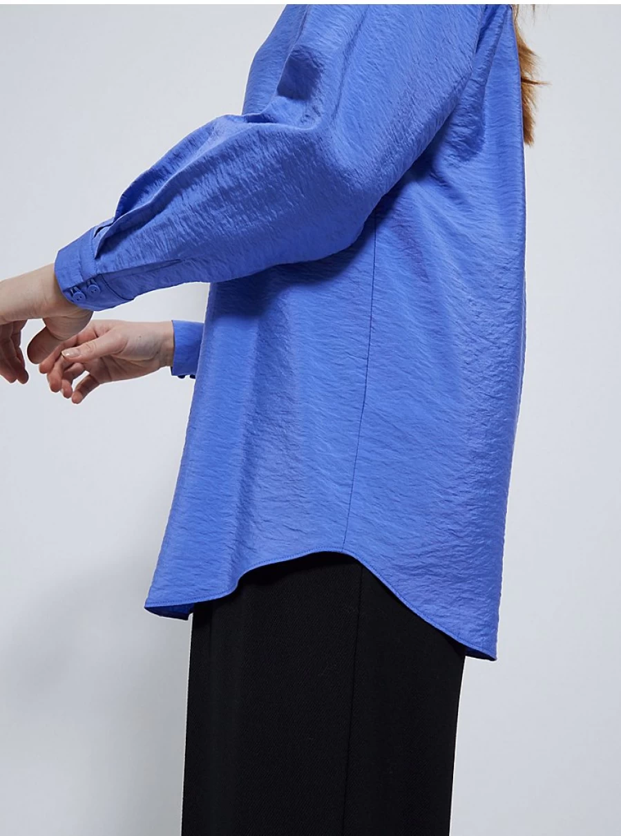 "George at Asda Women's Blue V-Neck Popover Blouse – Comfort & Style"