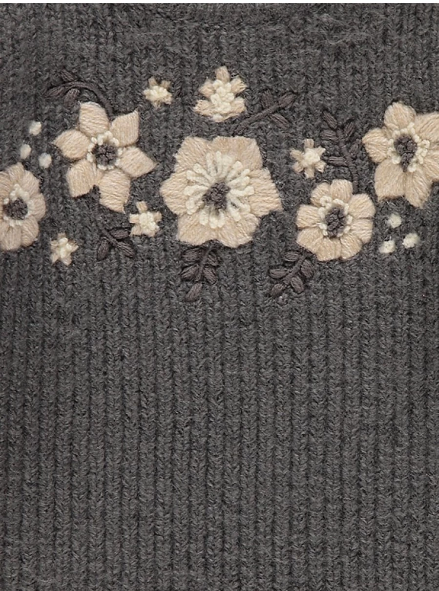 "George at Asda Baby Grey Ribbed Knit Jumper with Floral Embroidery – Reviews & Details"