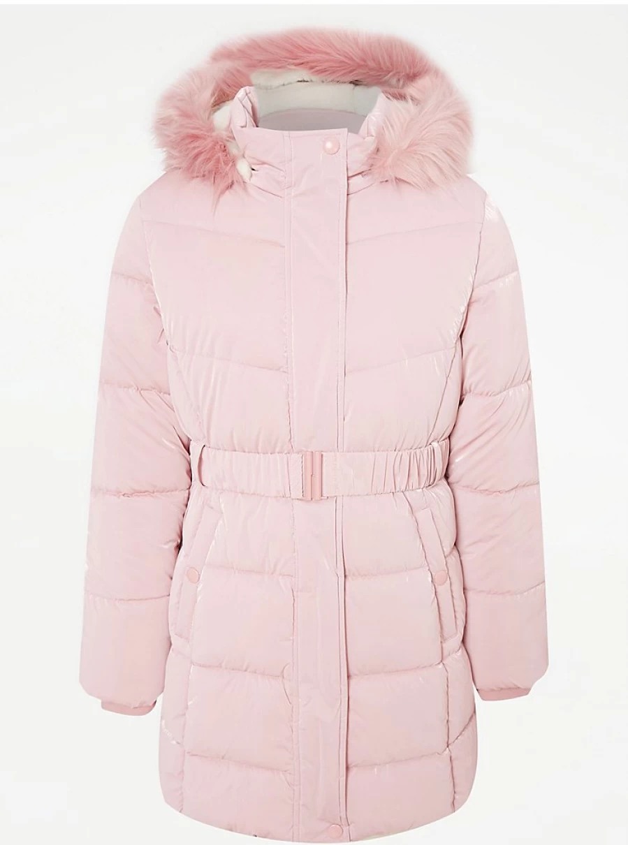 "George at Asda Pink Shiny Padded Longline Coat for Kids | Warm Winter Jacket Review"