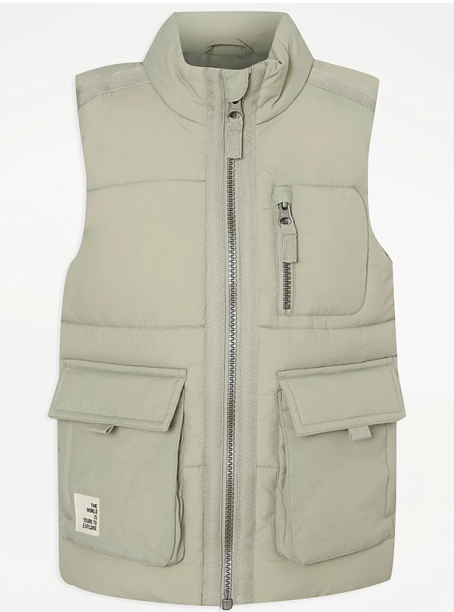 Boys' Khaki Padded Utility Gilet | George at Asda | Warm Kids' Vest Review