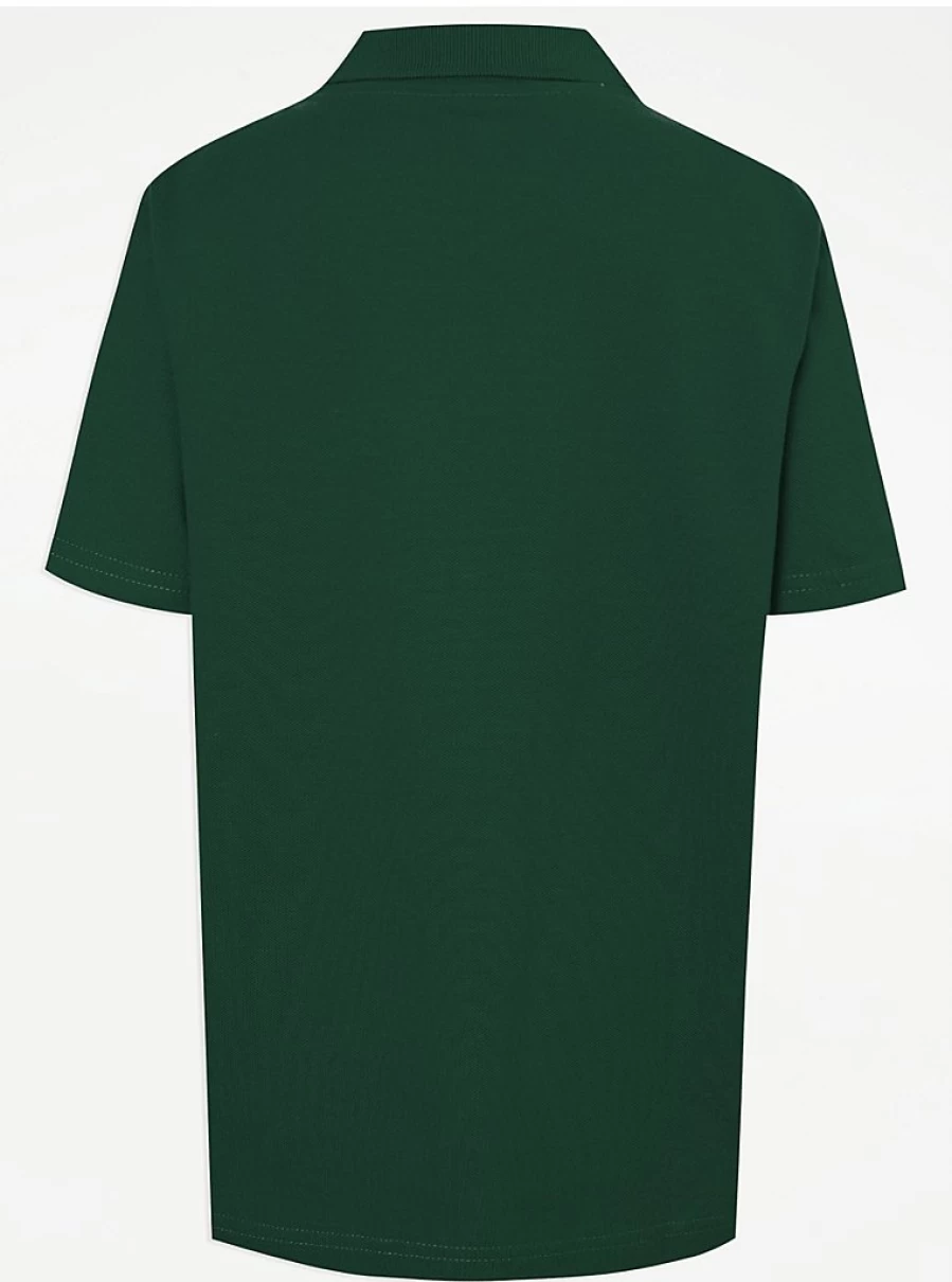 "George at Asda Bottle Green Short Sleeve Polo Shirts 2-Pack for School Uniforms"