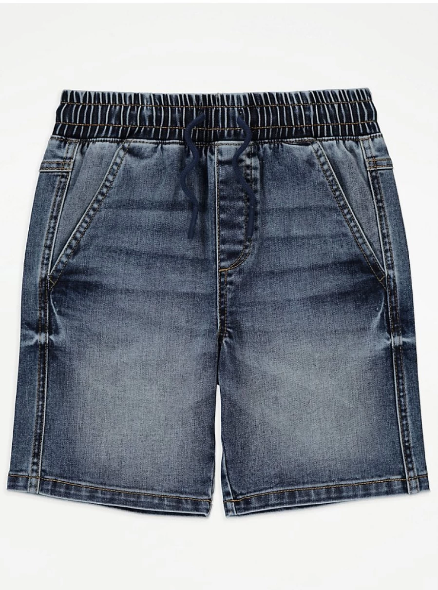 Boys' Dark Wash Denim Shorts | Pull-On Comfort Fit | George at Asda