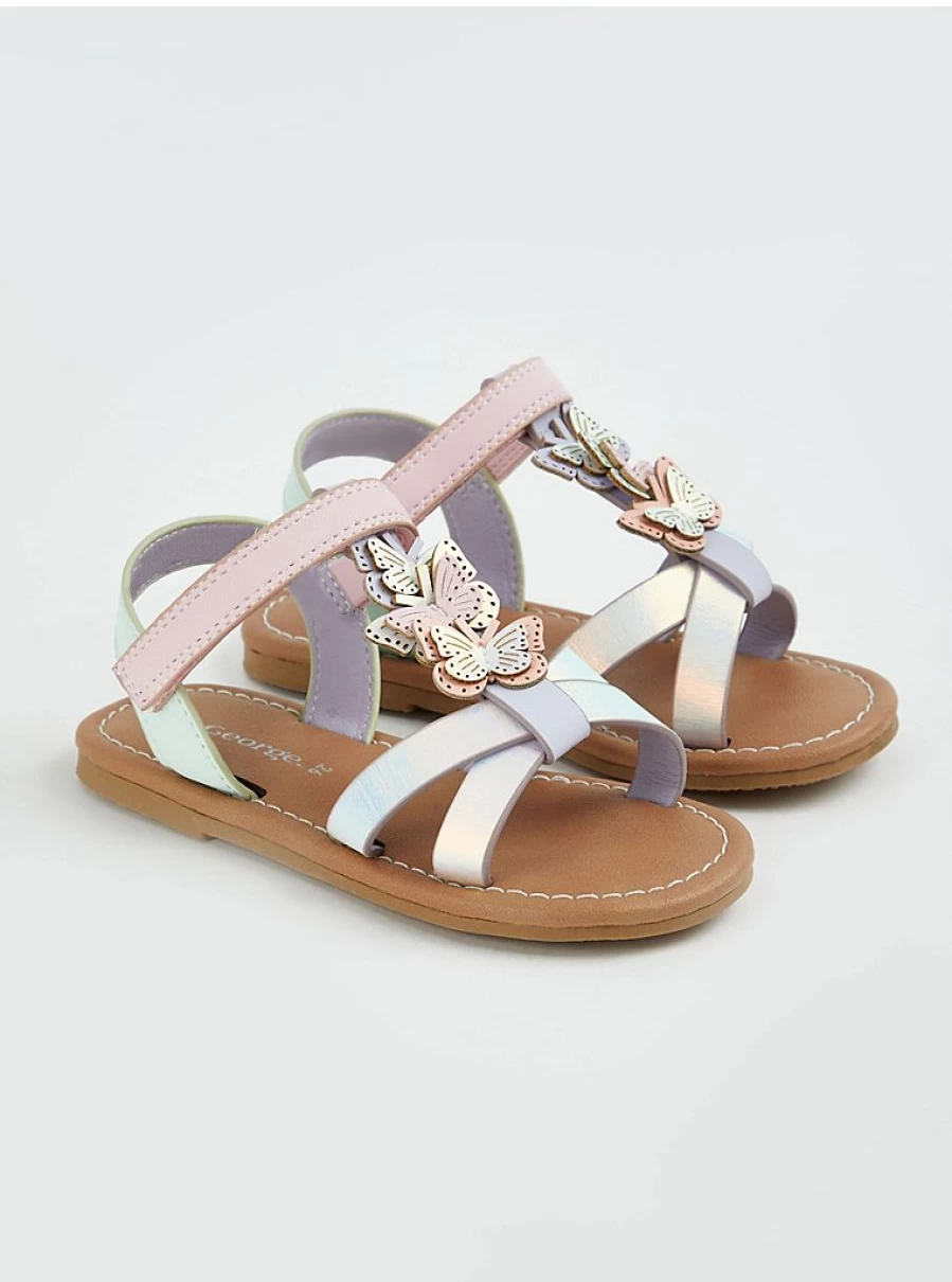 "George at Asda Girls' Iridescent Butterfly T-Bar Strappy Sandals – Kids' Shoe Reviews"
