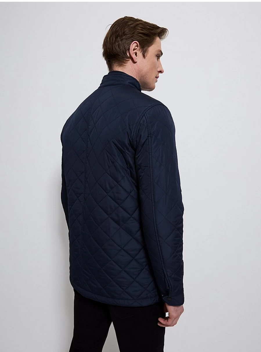 Men's Navy Diamond Quilted Jacket by George at Asda – Lightweight Water-Resistant Winter Coat