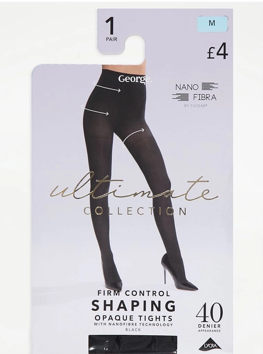 George at Asda Black Firm Control 40 Denier Shaping Tights – Ultimate Collection for Slimming & Comfort