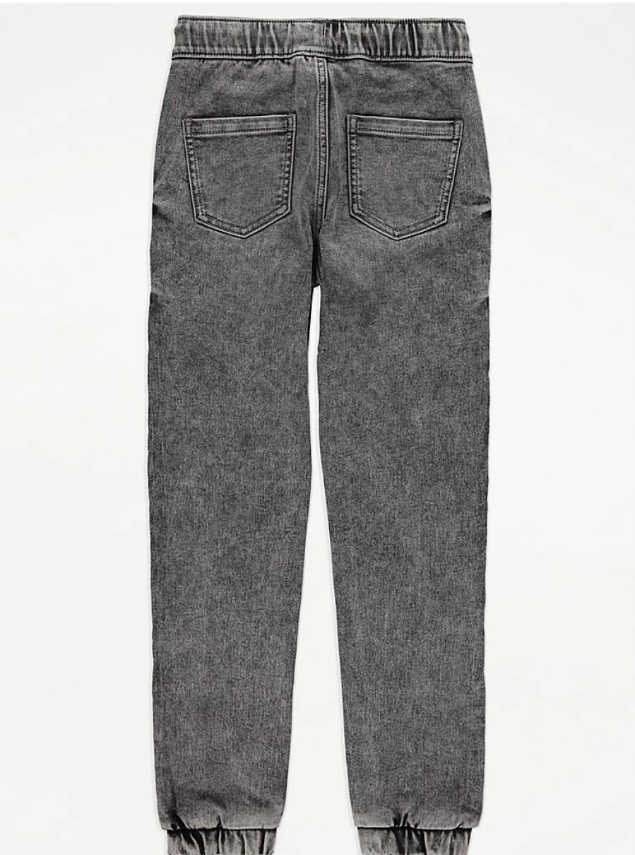 "Boys' Grey Pull-On Cuffed Jeans | George at Asda | Comfort Fit Kids Denim"