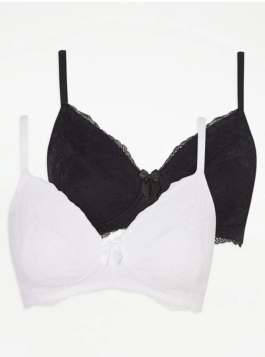 "George at Asda Women's Lace Non-Padded Post-Surgery Bras 2-Pack | Comfortable Post-Op Lingerie Set"