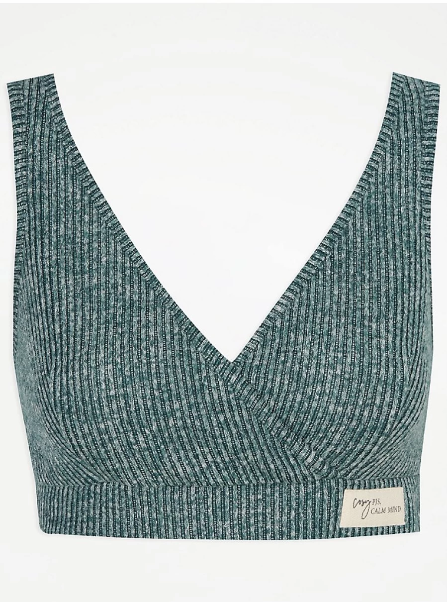 "George at Asda Green Brushed Knit Ribbed Lounge Bralette – Comfortable Lingerie Review"