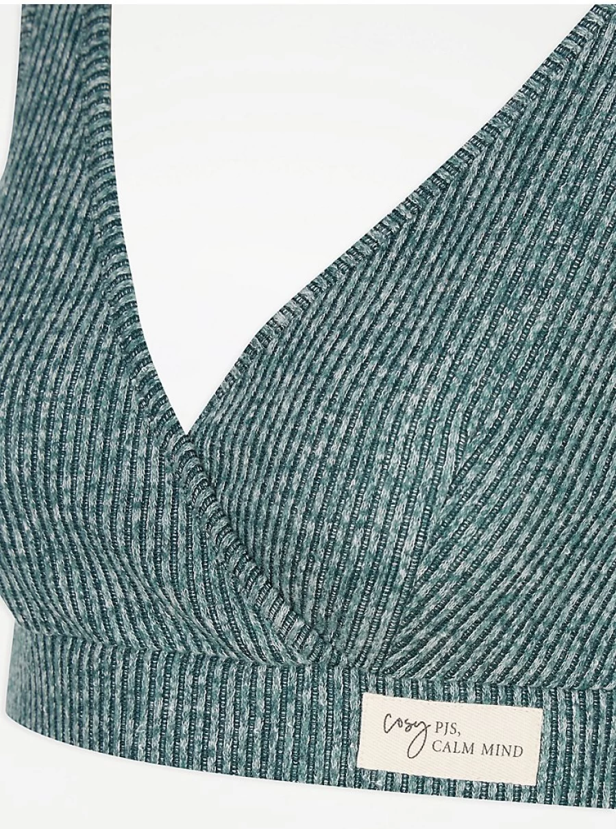 "George at Asda Green Brushed Knit Ribbed Lounge Bralette – Comfortable Lingerie Review"