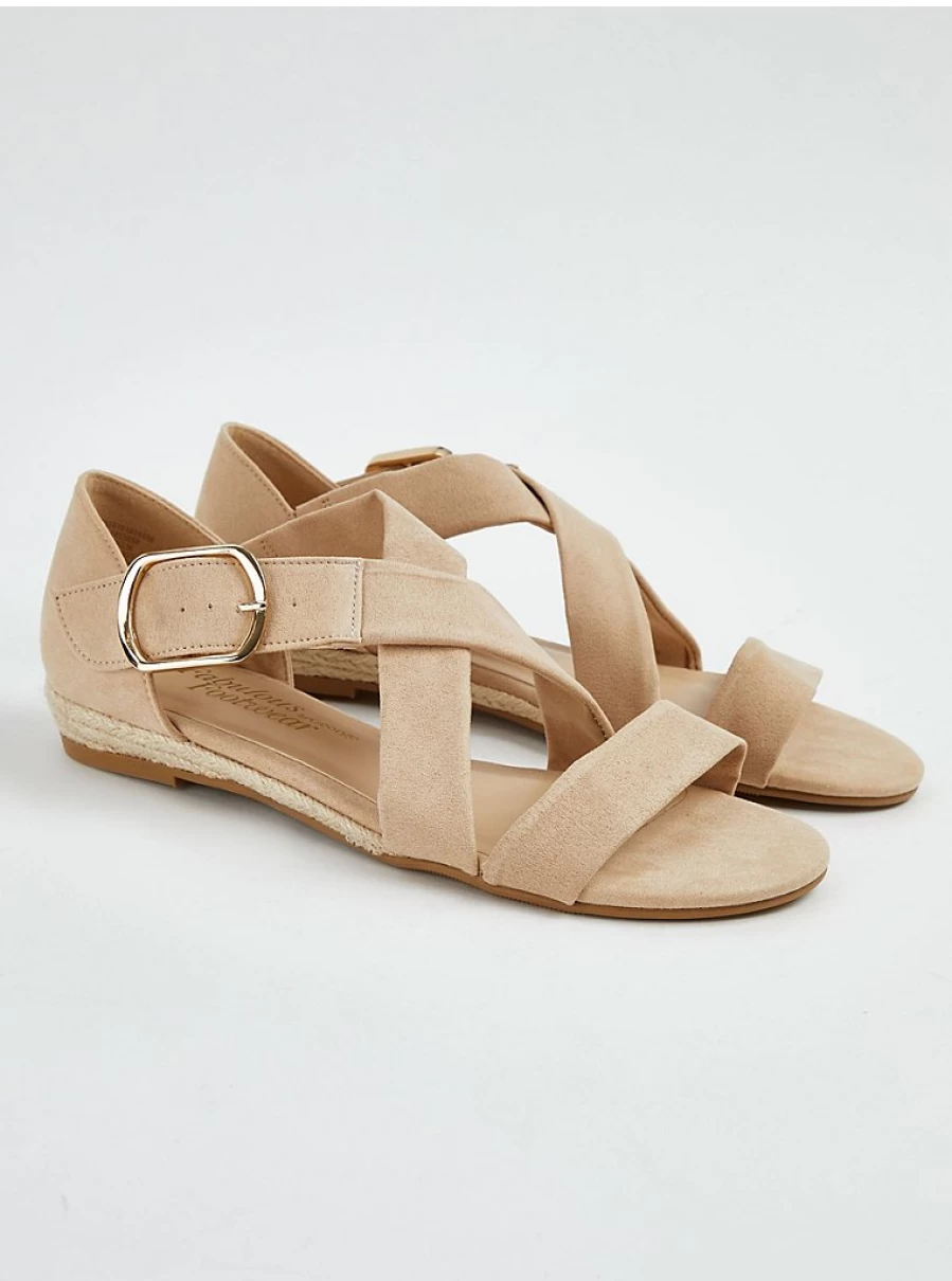 Women's Pink Suedette Raffia Mini Wedge Sandals | George at Asda | Comfortable Summer Footwear