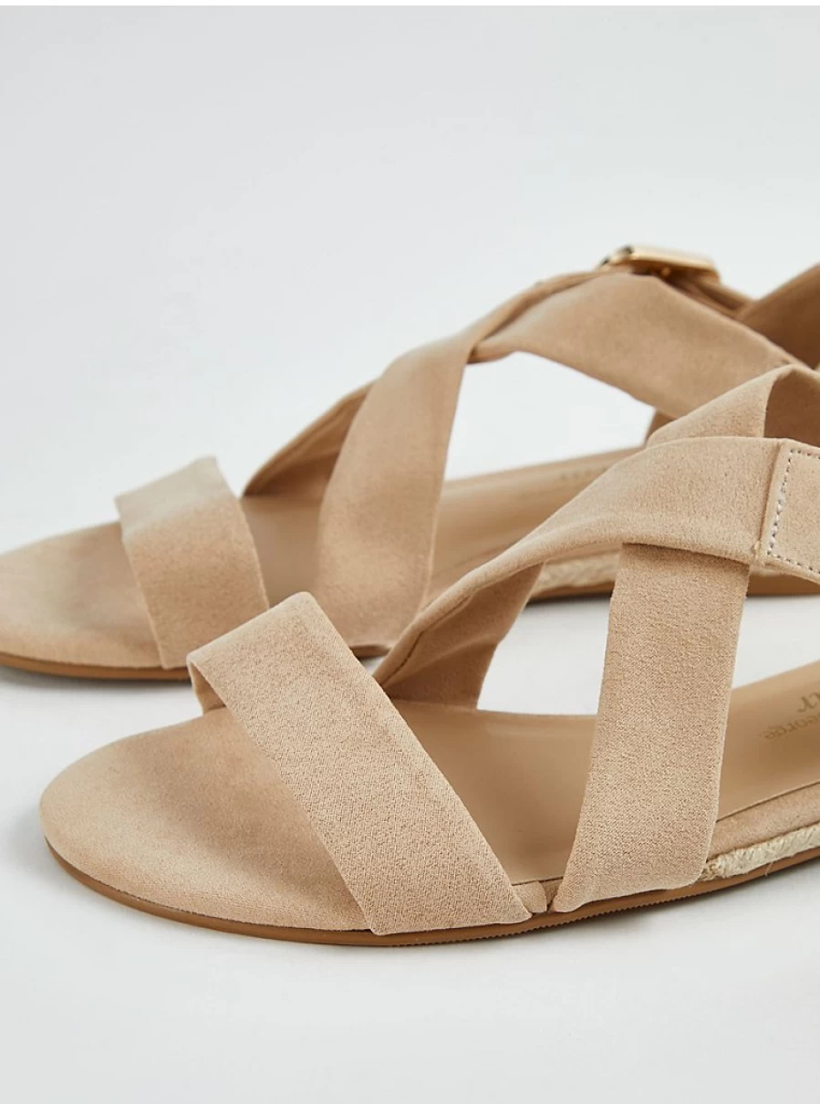 Women's Pink Suedette Raffia Mini Wedge Sandals | George at Asda | Comfortable Summer Footwear