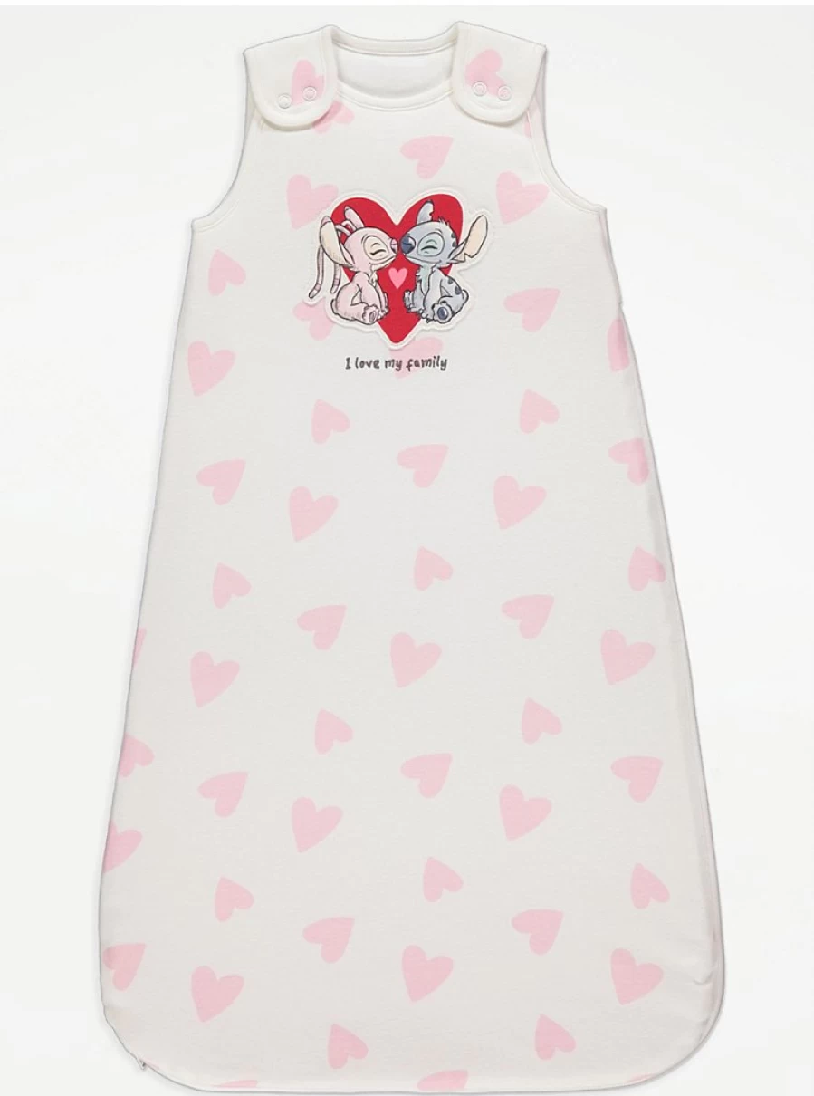 George at Asda Disney Lilo & Stitch 2.5 Tog Baby Sleep Bag - Cozy Heart Design for Infants