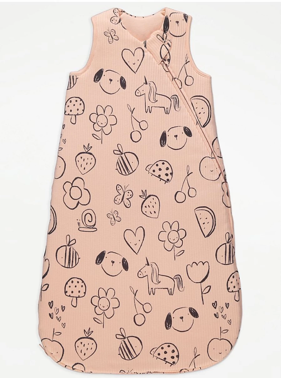 "George at Asda Baby Pink Ribbed 2.5 Tog Sleep Bag – Warm & Comfortable Infant Wear"