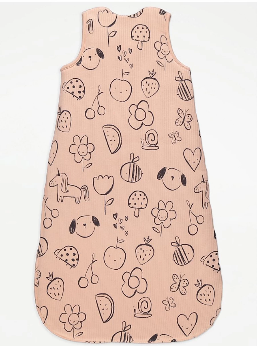 "George at Asda Baby Pink Ribbed 2.5 Tog Sleep Bag – Warm & Comfortable Infant Wear"