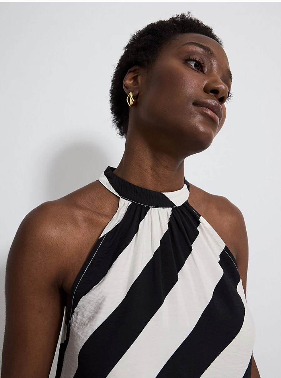 "George at Asda Women's Stripe Satin Halter Neck Tie Back Midi Dress Review"