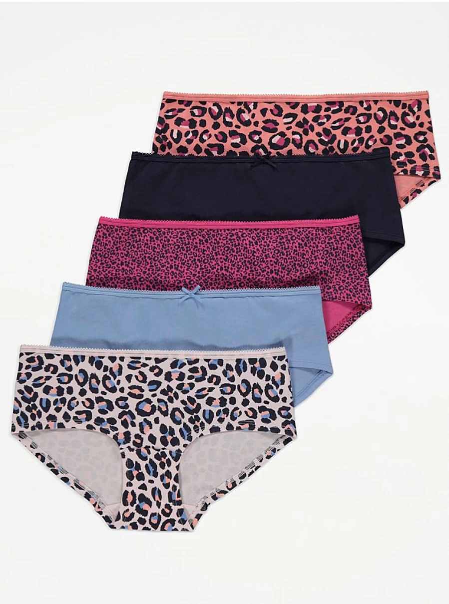 "George at Asda Bright Animal Print Short Knickers 5-Pack | Women's Lingerie Set"