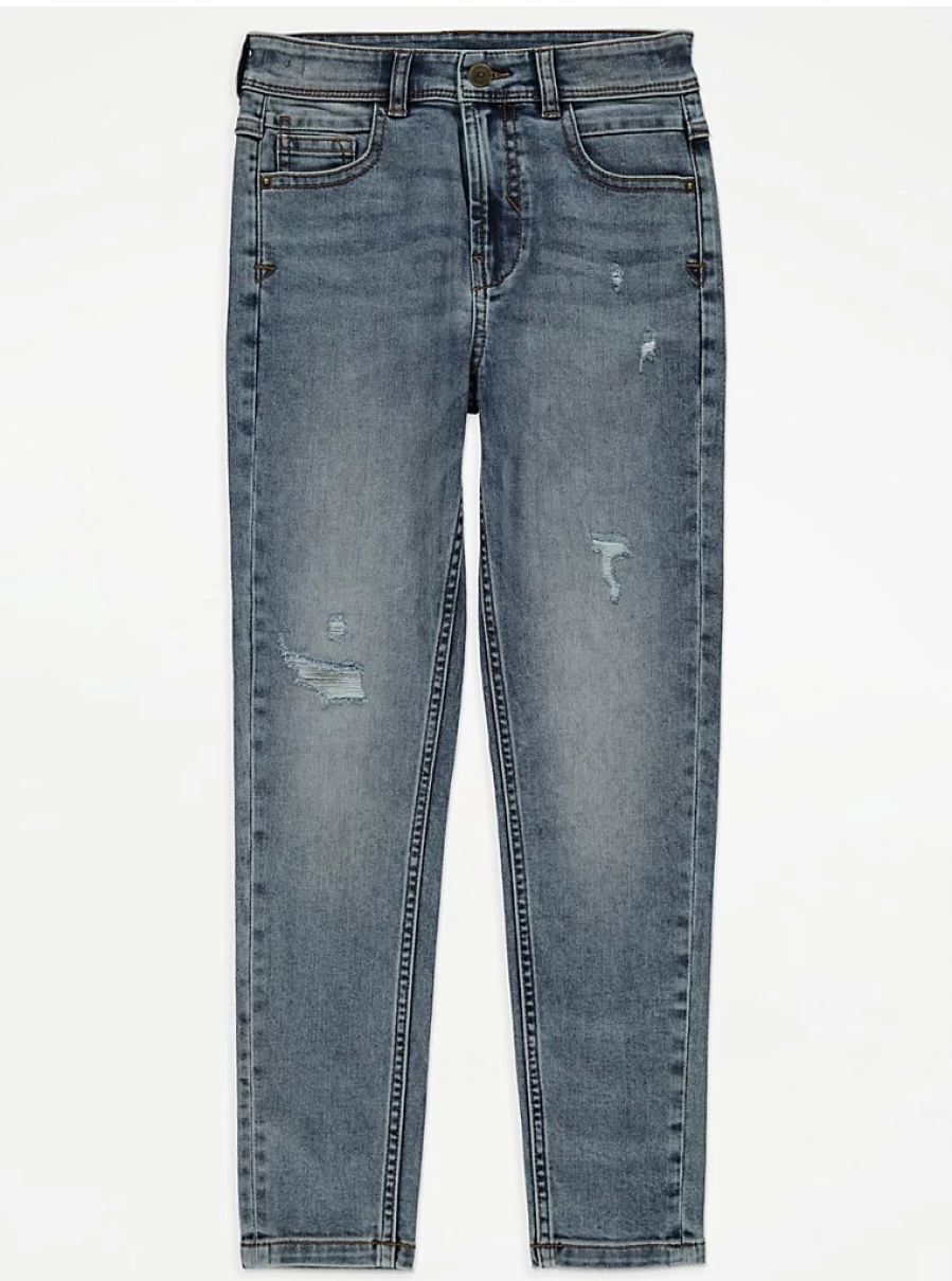 Boys Mid Wash Skinny Ripped Jeans | George at Asda | Kids Denim Review