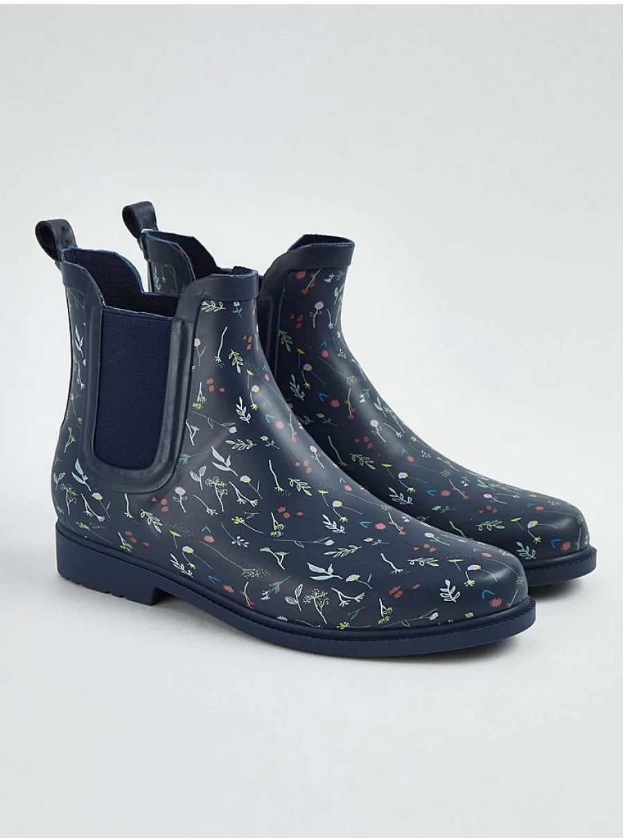 Women's Navy Floral Ankle Wellington Boots | Waterproof Garden Shoes | George at Asda