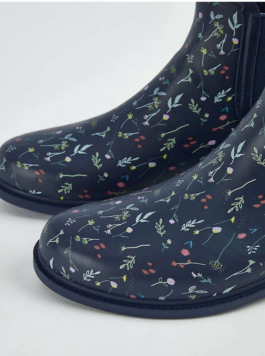 Women's Navy Floral Ankle Wellington Boots | Waterproof Garden Shoes | George at Asda