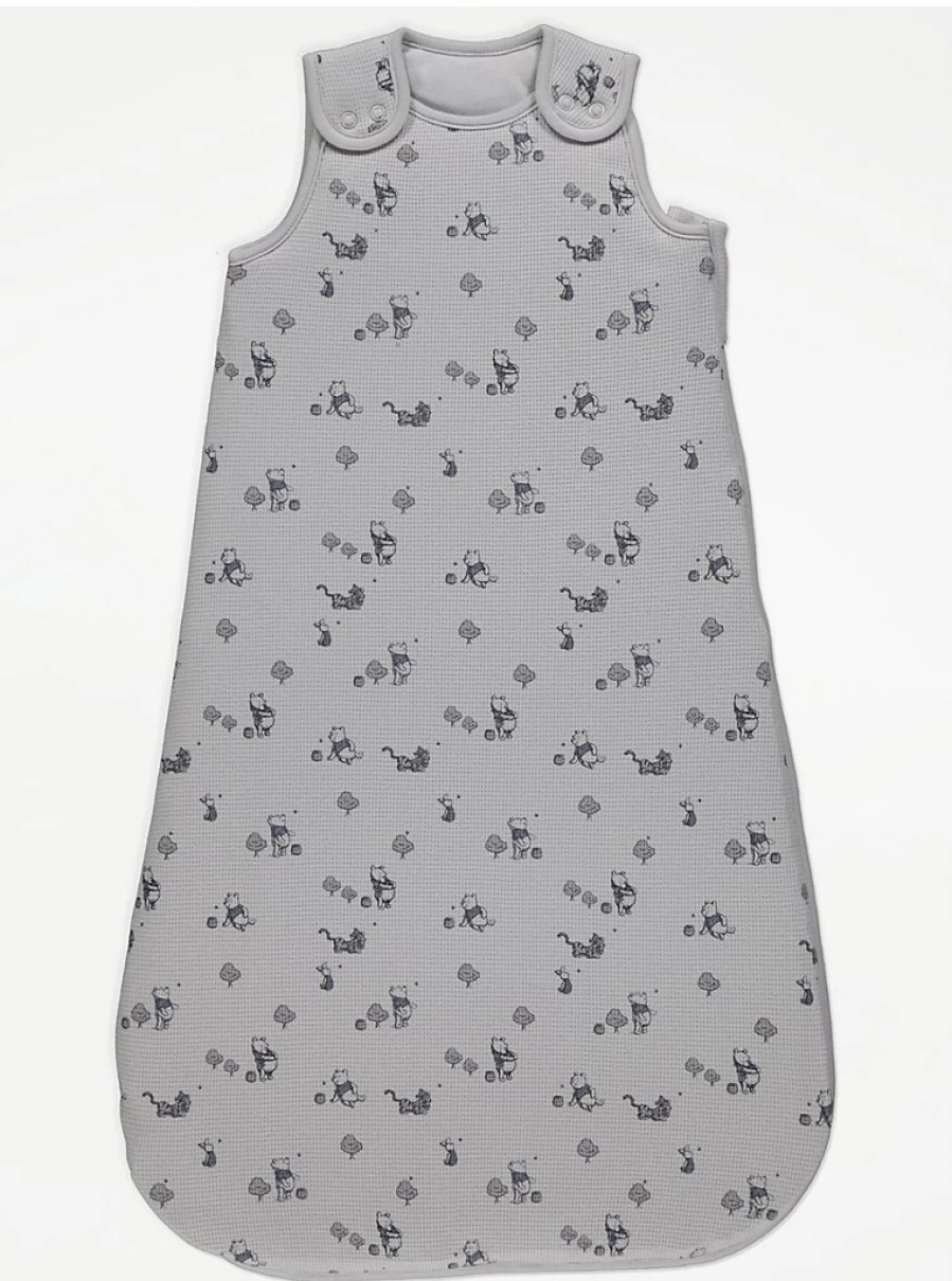 George at Asda Disney Winnie The Pooh Sage Green 3.5 Tog Baby Sleep Bag for Boys - Cozy & Warm
