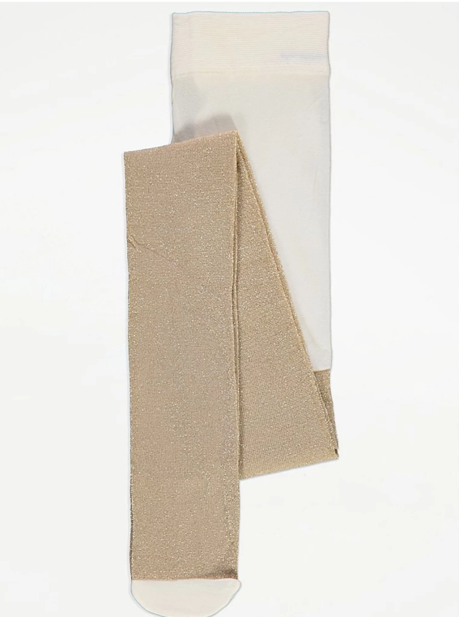 "George at Asda Kids Gold Glitter Tights - 1 Pack | Sparkle & Shine"