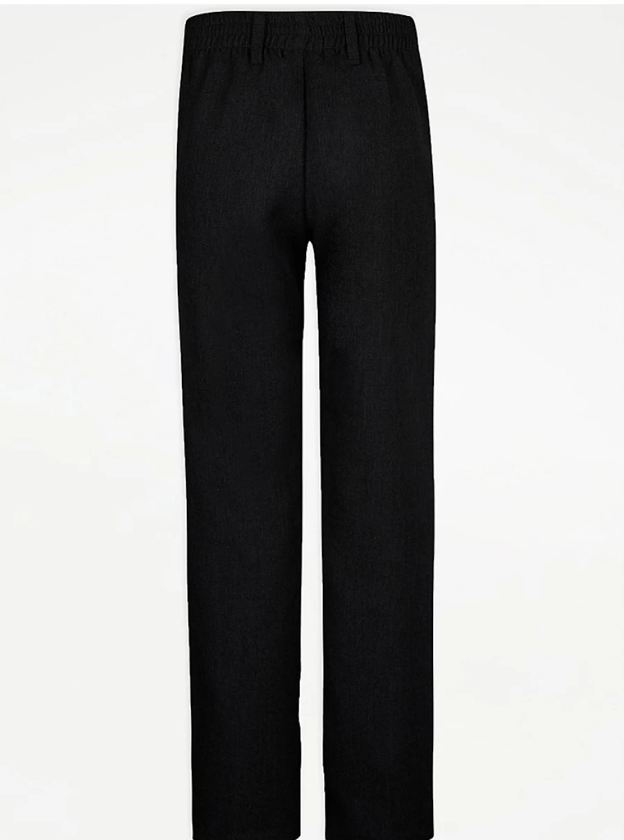 "George at Asda Boys' Charcoal Plus Fit Half Elastic School Trousers 2-Pack – Comfortable & Durable Uniform Pants"