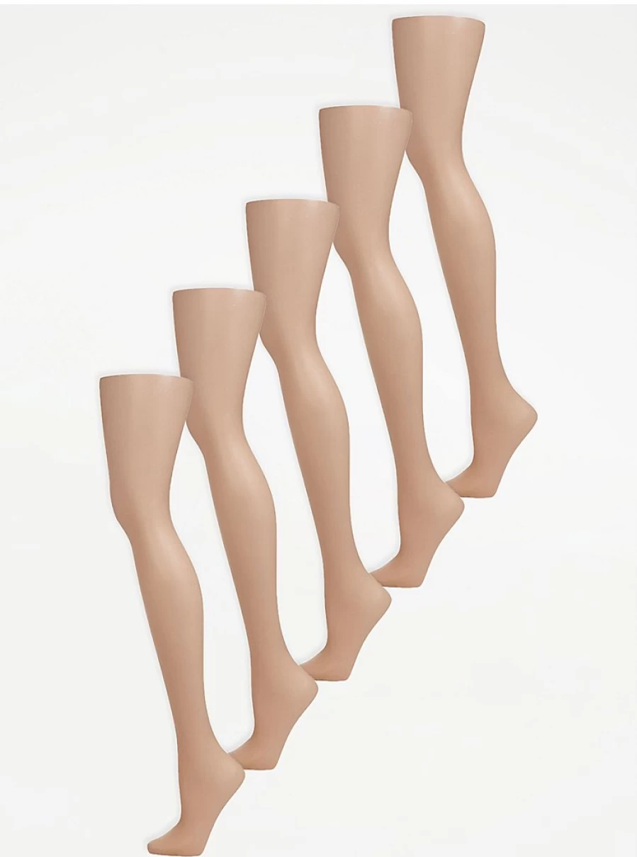 George at Asda Women's 15 Denier Sheer Hazelnut Tights 5-Pack - Comfortable & Stylish Lingerie Essentials