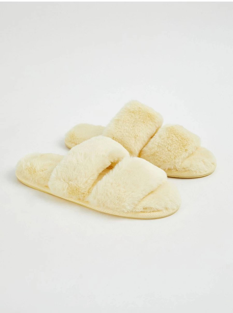 "George at Asda Lemon Faux Fur Slide Slippers - Cozy Home Footwear Review"