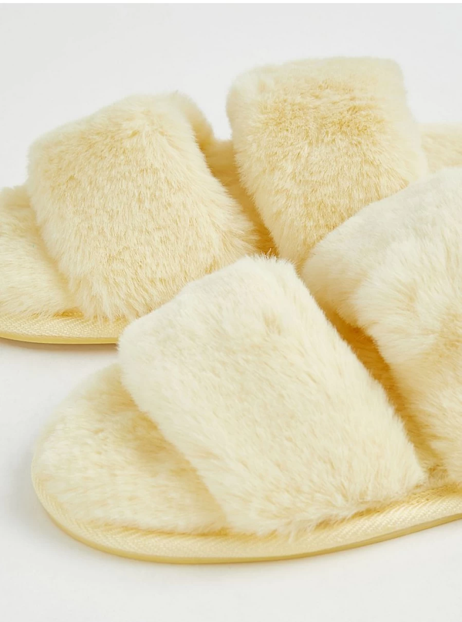 "George at Asda Lemon Faux Fur Slide Slippers - Cozy Home Footwear Review"