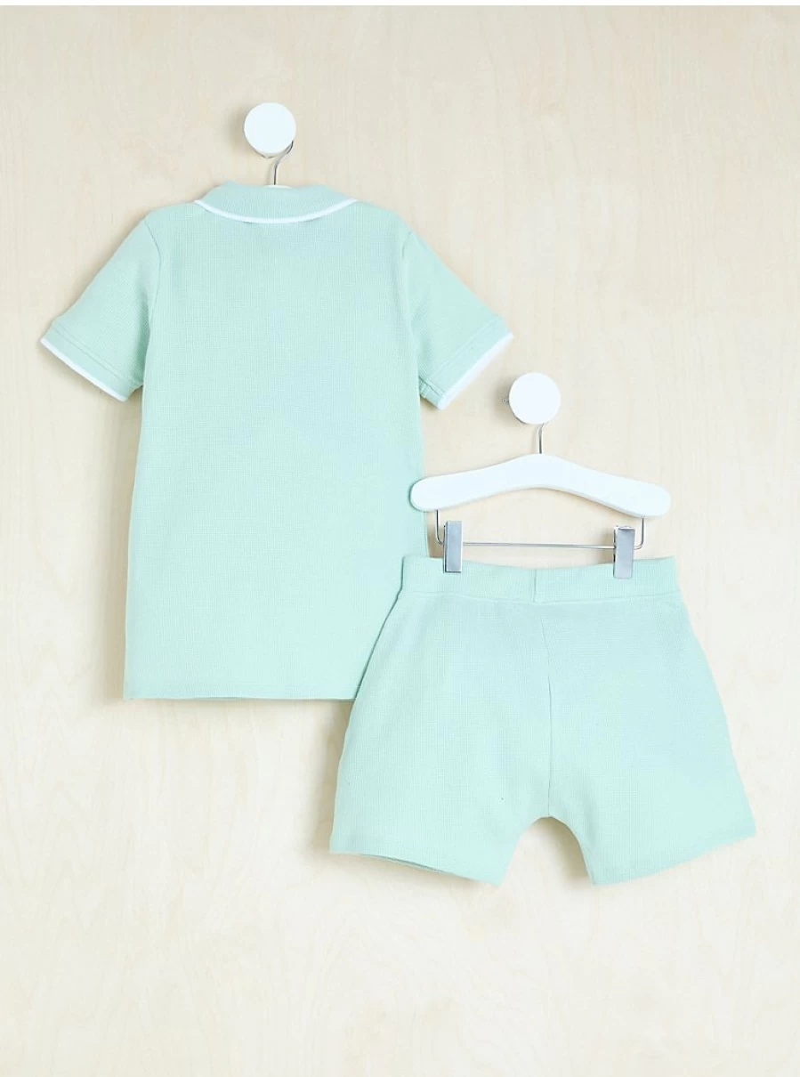 "George at Asda Boys' Mint Waffle Polo Top and Shorts Outfit – Baby Clothing Set Reviews"