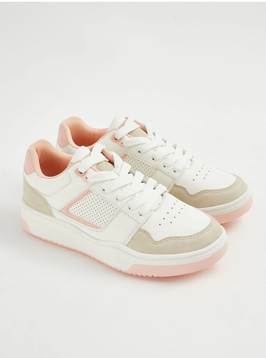 Girls White Lace Up Colour Block Trainers | George at Asda | Kids Shoes Reviews