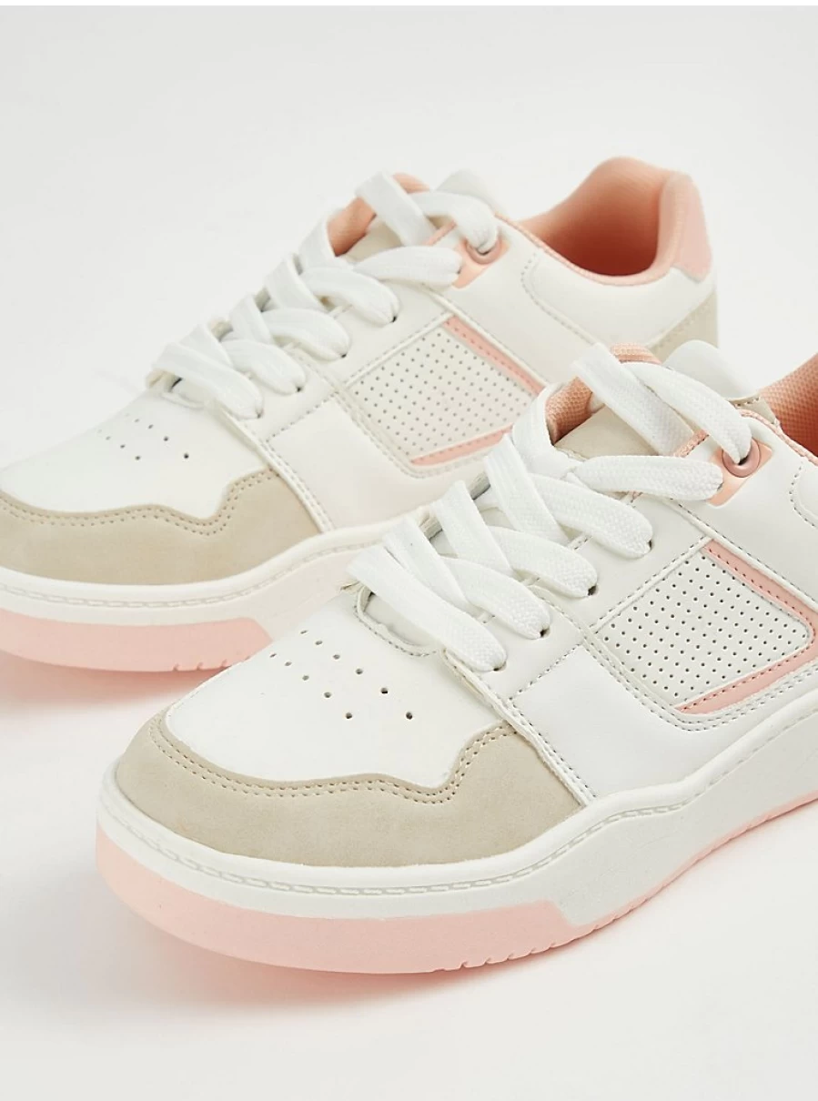 Girls White Lace Up Colour Block Trainers | George at Asda | Kids Shoes Reviews
