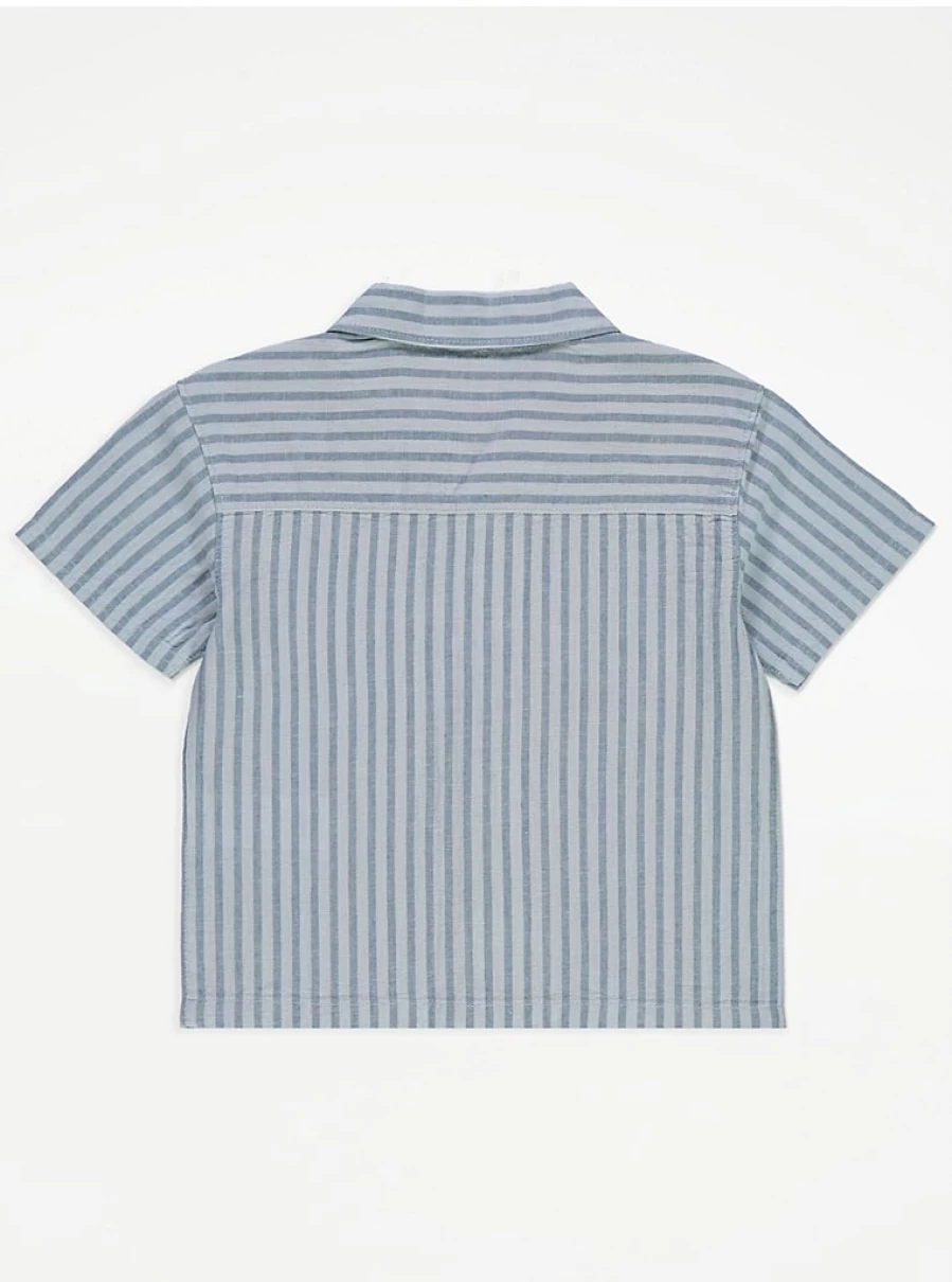 "George at Asda Boys' Blue Striped Short Sleeve Linen Shirt Review"