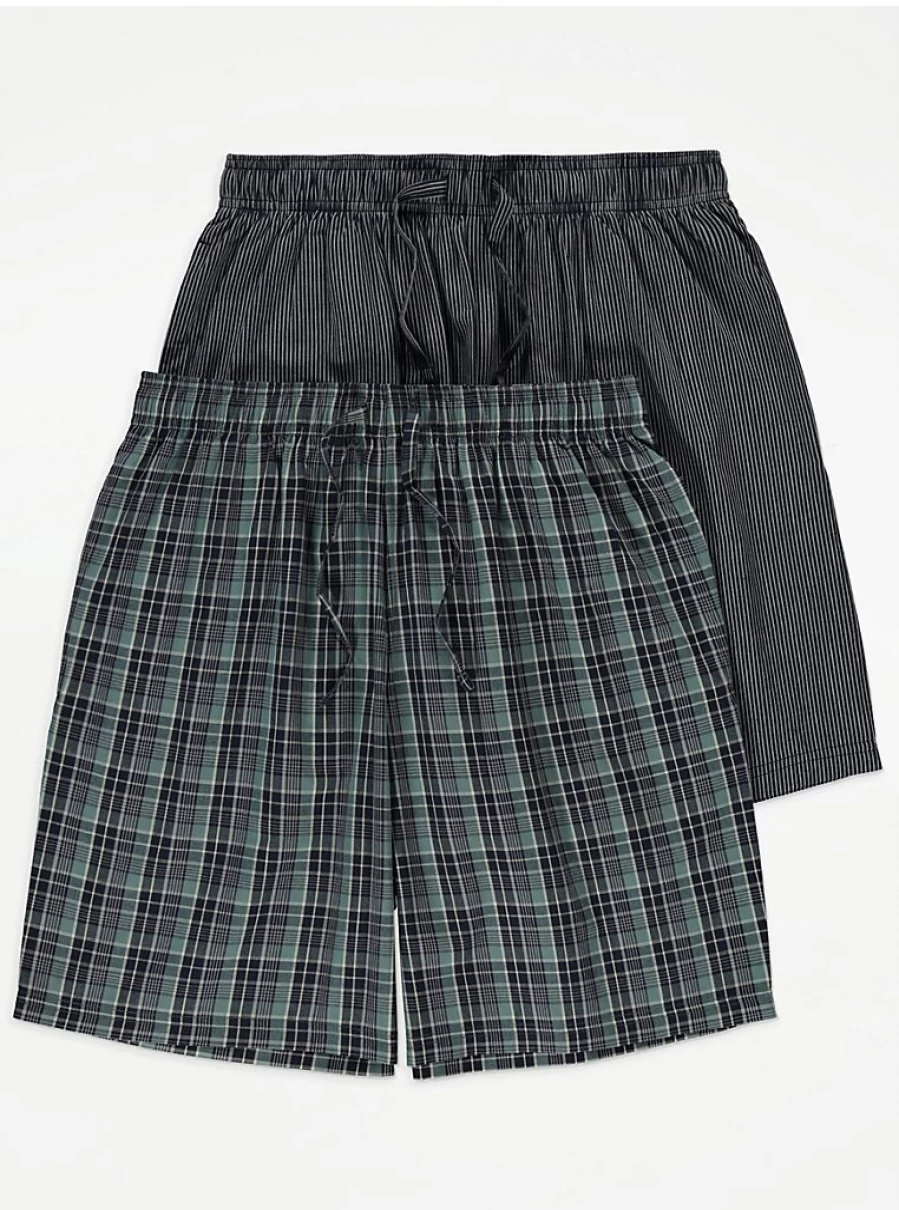"George at Asda Men's Charcoal Striped Boxer Shorts 2-Pack | Soft Comfortable Briefs"
