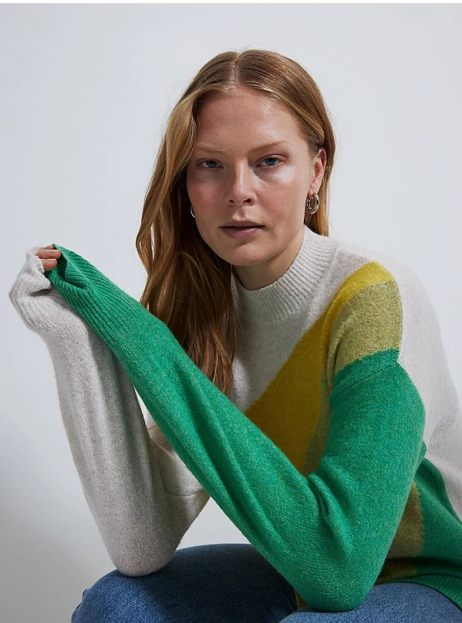 "Women's Neutral Color Block Knit Sweater | George at Asda | Cozy Pullover Review"