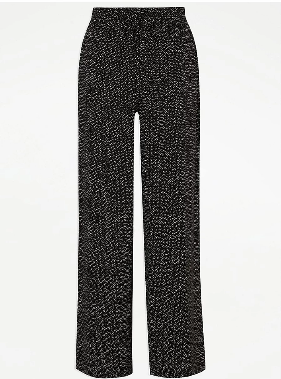 Women's Black Pin Dot Trousers | Stylish Comfort | George at Asda