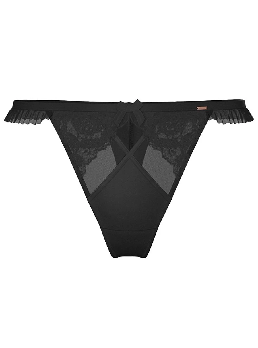 Black Rose Embroidered Thong Lingerie by George at Asda | Comfortable & Stylish Women's Underwear